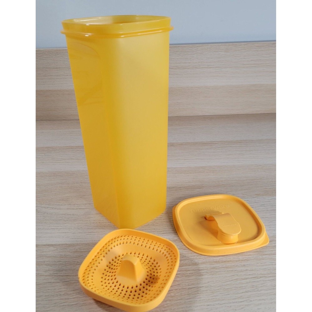 Vtg Tupperware Yellow Harvest Gold Orange Juice Pitcher 2L Drink Jug Lid 5772A-2